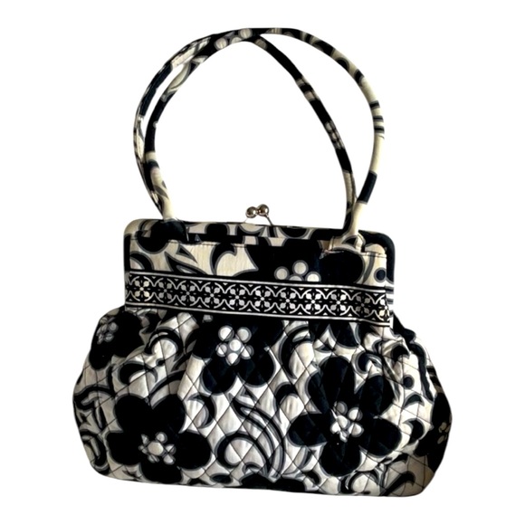 Vera Bradley Handbags - ✅SOLD✅ VERA BRADLEY Black & White Day and Night Framed Kiss Lock Quilted Handbag